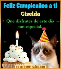 Gato meme Feliz Cumpleaños Giselda